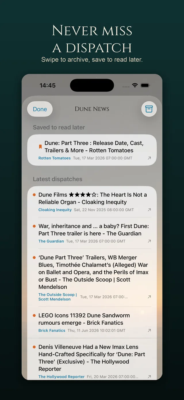 Dune news with read-later
